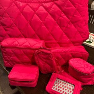 Vera Bradley Pink Quilted Tote Set